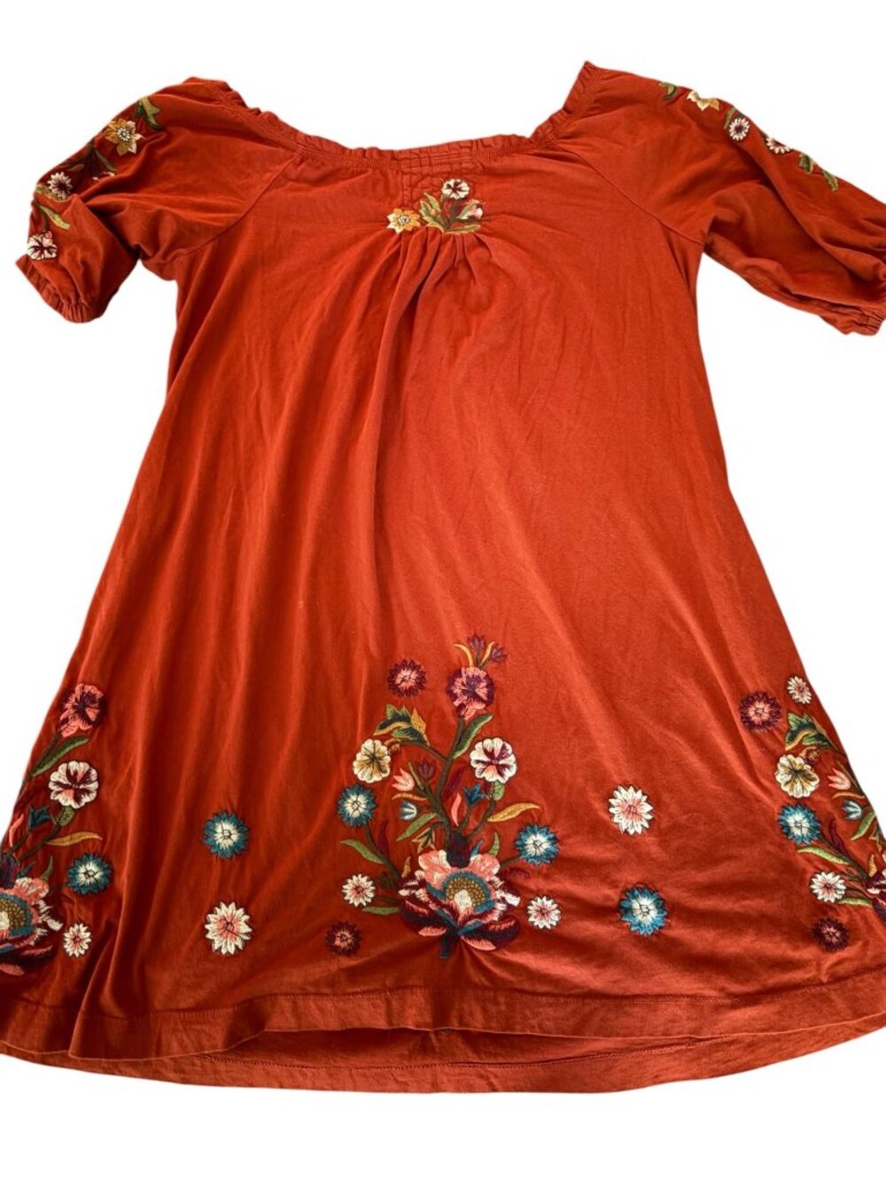 Johnny Was Women's Embroidered Dress Size Large Burnt Orange
